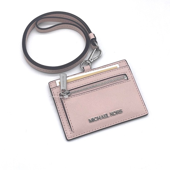 Michael Kors Travel Saffiano Leather Card Case/Holder Lanyard - Picture 1 of 5